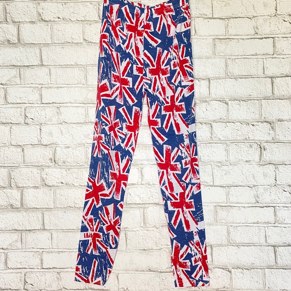 British Print Leggings Size Small